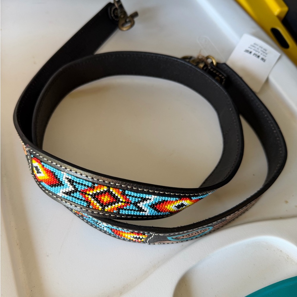 Myra Bag Beaded Leather Strap with Multicolor Design